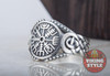 Vegvísir Ring - Endless Knot, 925 Silver