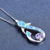 Cute Dolphin Fire Opal Necklace & Earrings Trendy Jewelry Set Cute Dolphin Fire Opal Necklace & Earrings Trendy Jewelry Set