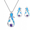 Cute Dolphin Fire Opal Necklace & Earrings Trendy Jewelry Set Cute Dolphin Fire Opal Necklace & Earrings Trendy Jewelry Set