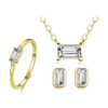 Classic Emerald Cut Cubic Zirconia 925 Sterling Silver Necklace, Earrings & Ring Wedding Jewelry Set