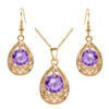 Water Drop Cubic Zirconia Necklace & Earrings Vintage Fashion Jewelry Set
