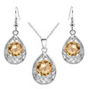Water Drop Cubic Zirconia Necklace & Earrings Vintage Fashion Jewelry Set