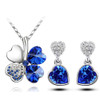 Four-Leaf Clover Crystal Heart Necklace & Earrings Fashion Jewelry Set Four-Leaf Clover Crystal Heart Necklace & Earrings Fashion Jewelry Set