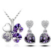 Four-Leaf Clover Crystal Heart Necklace & Earrings Fashion Jewelry Set Four-Leaf Clover Crystal Heart Necklace & Earrings Fashion Jewelry Set