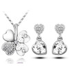 Four-Leaf Clover Crystal Heart Necklace & Earrings Fashion Jewelry Set Four-Leaf Clover Crystal Heart Necklace & Earrings Fashion Jewelry Set
