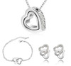 Double Heart Rhinestone Necklace, Bracelet & Earrings Fashion Wedding Jewelry Set