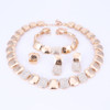 Gold-Plated Crystal Square Necklace, Bracelet, Earrings & Ring Wedding Jewelry Set