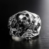 Gothic Skull, Flower, Cross and Howling Eagle 925 Sterling Silver Vintage Punk Rock Ring Gothic Skull, Flower, Cross and Howling Eagle 925 Sterling Silver Vintage Punk Rock Ring