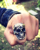 Gothic Skull Aviator Glasses 925 Sterling Silver Vintage Punk Biker Ring Gothic Skull Aviator Glasses 925 Sterling Silver Vintage Punk Biker Ring