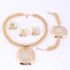 Gold-Plated Square Crystal Necklace, Bracelet, Earrings & Ring Wedding Statement Jewelry Set Gold-Plated Square Crystal Necklace, Bracelet, Earrings & Ring Wedding Statement Jewelry Set