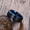 8mm Black Brushed Matte Blue Tungsten Carbide and Blue Cubic Zirconia Wedding Ring Set 8mm Black Brushed Matte Blue Tungsten Carbide and Blue Cubic Zirconia Wedding Ring Set
