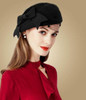 Wool Pillbox Fascinator Hat with Netted Veil and Bowknot