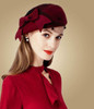 Wool Pillbox Fascinator Hat with Netted Veil and Bowknot