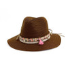 Straw Panama Hat with Tassels and Puka Shells