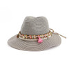 Straw Panama Hat with Tassels and Puka Shells