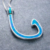 925 Sterling Silver Blue Opal Fish Hook Pendant Necklace 925 Sterling Silver Blue Opal Fish Hook Pendant Necklace