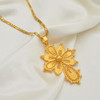 Golden Ethiopian Cross Pendant Chain Necklace