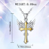 Two-Tone Silver and Gold Angel Wing Cross Pendant Necklace Two-Tone Silver and Gold Angel Wing Cross Pendant Necklace