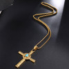 Rod Cross with Turquoise Stone and Tribal Design Necklace