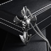 Stainless Steel Silver Pirate Skull Cross Blade Pendant Necklace