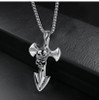 Stainless Steel Silver Pirate Skull Cross Blade Pendant Necklace