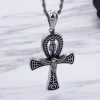 Silver Scarab Charm Ankh Pendant and Chain Necklace Silver Scarab Charm Ankh Pendant and Chain Necklace