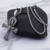Silver Scarab Charm Ankh Pendant and Chain Necklace Silver Scarab Charm Ankh Pendant and Chain Necklace