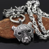 Viking Bear Head Pendant with Byzantine Wolf Chain Necklace