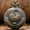 Soviet Themed Bronze Pocket Watch with FOB Chain