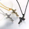 Snake Entwined Around Cross Pendant with Link Chain Necklace