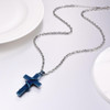 Snake Entwined Around Cross Pendant with Link Chain Necklace