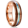 8mm Rose Gold Tungsten Carbide in Blue Inlay with Wood Koa Wedding Band 8mm Rose Gold Tungsten Carbide in Blue Inlay with Wood Koa Wedding Band