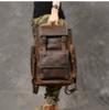 Retro Brown Leather Travel Backpack 36 to 55 Litre for Men