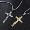 316L Steel Steel Two-Tone Santa Muerte Cross Pendant Necklace 316L Steel Steel Two-Tone Santa Muerte Cross Pendant Necklace