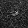 8mm Silver Tungsten with Silver Meteorite Inlay Wedding Band