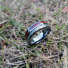 8mm Silver Plated Meteorite and Real Wood Inlay Tungsten Ring