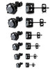 6 Pairs Stainless Steel Men Women Stud Earrings Cubic Zirconia Piercing Black 22G
