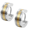 Men's Stainless Steel Engraved Roman Numerals Classic Polished Stud Hoop Huggie Earrings Gold Black Blue