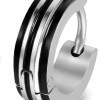 Men's Stainless Steel Stud Hoop Huggie Earrings Silver Tone Black