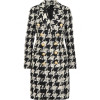 Houndstooth Coat - Double Breasted Lion Buttons Tweed Long Coat