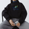 black shirt women fashion long sleeves fleece