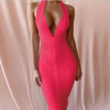 Ocstrade White Bandage Dresses 2019 New Arrivals Summer Deep v Neck Sexy Bodycon Dress Party Women Halter Bandage Dress Rayon
