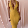 Ocstrade White Bandage Dresses 2019 New Arrivals Summer Deep v Neck Sexy Bodycon Dress Party Women Halter Bandage Dress Rayon