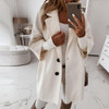 Autumn and Winter Three-Quarter Sleeve Vintage long coat women 2020 Elegant V-Neck Button Lapel Pocket Woolen Coat Women's