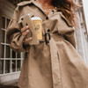 Women Casual Long Sleeve Windbreaker Jacket With Belt Ladies Solid Fashion Overalls Top Outwear Female Pocket Autumn Blouse Coat