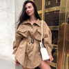 Women Casual Long Sleeve Windbreaker Jacket With Belt Ladies Solid Fashion Overalls Top Outwear Female Pocket Autumn Blouse Coat