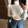 Thick Womens Sweater Knitted Ribbed Pullover Turtleneck Slim Jumper