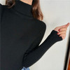 Thick Womens Sweater Knitted Ribbed Pullover Turtleneck Slim Jumper