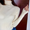Thick Womens Sweater Knitted Ribbed Pullover Turtleneck Slim Jumper