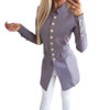 Single-Breasted Womens Blazer Gold-Tone Embossed Buttons Slim Jacket